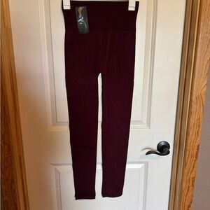 Sofia Womens FREE SIZE fleeced Burgundy High-Waisted Leggings